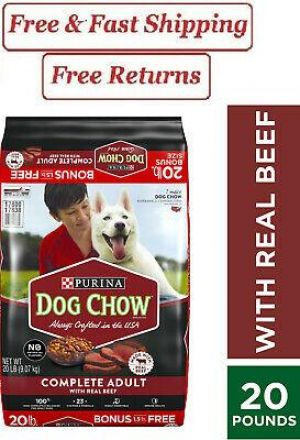 Purina Dog Chow Dry Dog Food, Complete Adult With Real Beef, 20 lb. Bag